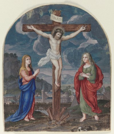A Crucificação: Miniatura Excisada de um Livro de Oração, c. 1540-1550. de Unbekannt