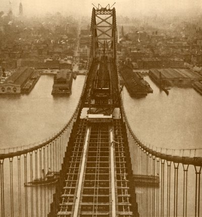 A ponte suspensa do rio Delaware, c1930. de Unbekannt