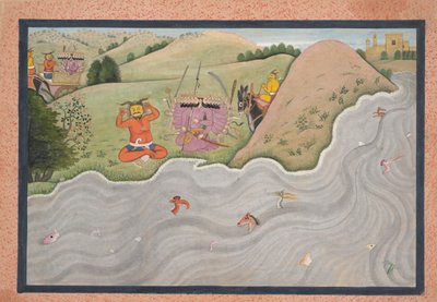 O demônio Marichi tenta dissuadir Ravana ... de uma série dispersa de Ramayana, ca. 1780 de Unbekannt