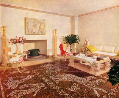 A sala de jantar - Robsjohn-Gibbings, designou o estilo desta sala como Sans Epoque, 1941. de Unbekannt