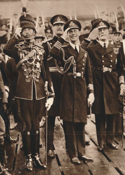 O duque de York e o príncipe Henry dando as boas-vindas ao príncipe de Gales em Portsmouth, 1925 de Unbekannt