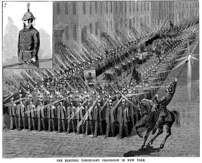 A procissão de lanterna elétrica em Nova York, EUA, 1884 de Unbekannt