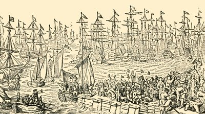 O embarque de Guilherme de Orange da Holanda para a Inglaterra, 1688, c1930. de Unbekannt