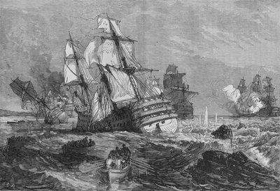 Os navios Inimigos encalhados no Point of Grao, c1880 de Unbekannt