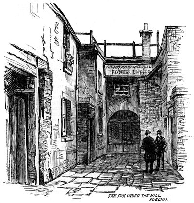A raposa sob a casa pública de Hill, Adelphi, Westminster, Londres, 1887 de Unbekannt
