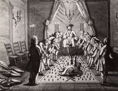 A cerimônia de iniciação dos maçons franceses, século XVIII de Unbekannt