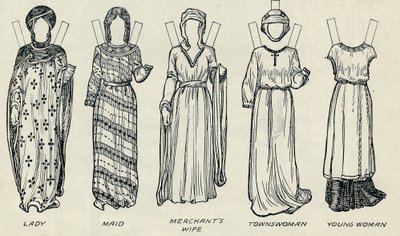 A Grande Galeria de Trajes Britânicos: Vestidos Variados Usados em Norman Times, c1934 de Unbekannt