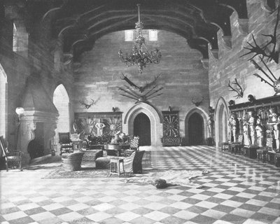 O grande salão, castelo de Warwick, Warwickshire, 1894. de Unbekannt
