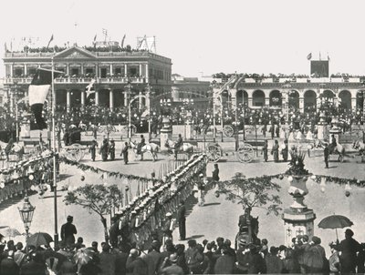 A grande praça em um dia de festa, Montevidéu, Uruguai, 1895. de Unbekannt