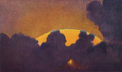 O flash verde ao pôr do sol, a mais rara cor prismática refratada pela atmosfera, c1935 de Unbekannt