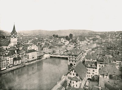 A cidade grande e a pequena cidade divididas pelo rio Limmat, Zurique, Suíça, 1895. de Unbekannt