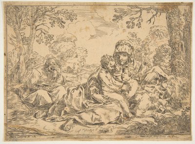 A Sagrada Família com São João Batista, cópia após Cantarini, ca. 1639-1648 ou depois. de Unbekannt