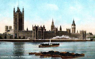 As Casas do Parlamento, Westminster, Londres, início do século XX de Unbekannt