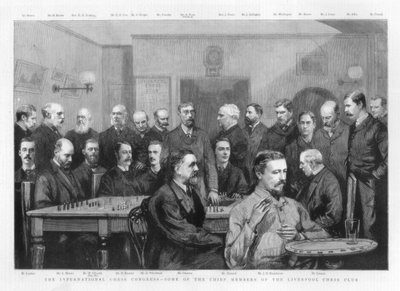 O Congresso Internacional de Xadrez - alguns dos membros principais do Liverpool Chess Club, 1890 de Unbekannt