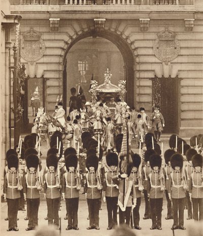 O rei e a rainha deixam o palácio para sua coroação, 1937 de Unbekannt