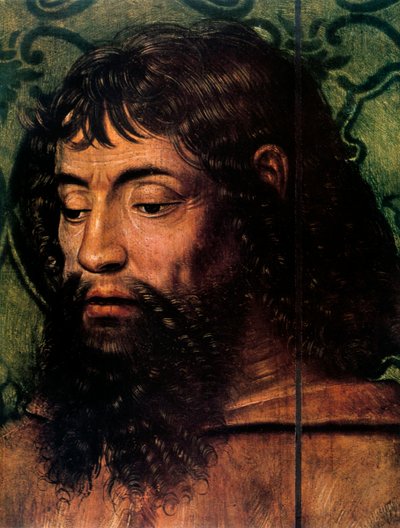 Detalhe da lenda de Santa Lúcia, Virgem e criança com santos, século XV de Unbekannt
