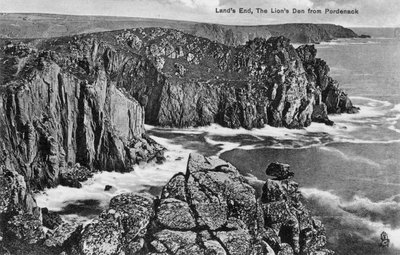 O Lions Den de Pordenack, Lands End, Cornualha, início do século XX de Unbekannt