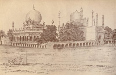 O mausoléu de Ibrahim Shah, rei de Bijapur, em Bijapur, 1821, 1936. de Unbekannt