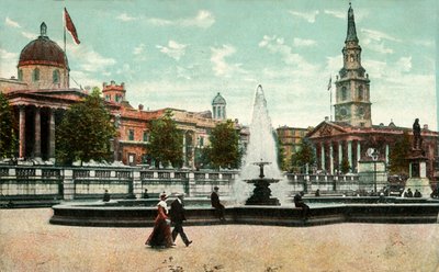 A National Gallery, St Martin nos campos e fontes na Trafalgar Square, Londres, c1910. de Unbekannt