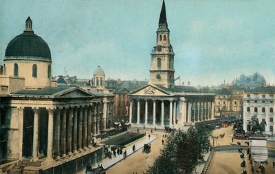 A Galeria Nacional e St Martin nos campos, Trafalgar Square, Londres, c1910. de Unbekannt
