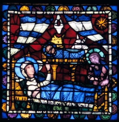 A Natividade, vitral, Catedral de Chartres, França, 1194-1260 de Unbekannt