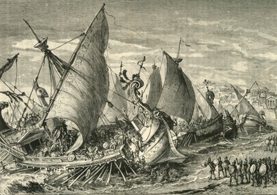 A batalha naval no porto de Siracusa, 1890. de Unbekannt