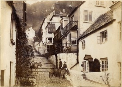 The New Inn e rua, Clovelly, Devon, final do século XIX ou início do século XX de Unbekannt