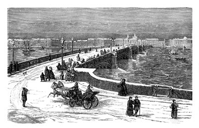 A ponte Nicolai sobre o rio Neva, São Petersburgo, Rússia, c1888 de Unbekannt