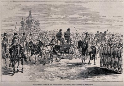 Os Niilistas transportados para Execução em São Petersburgo, ca 1881 de Unbekannt