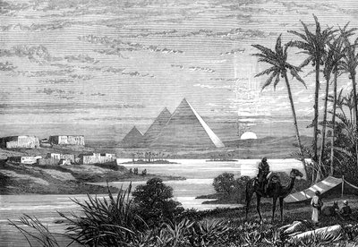 O Nilo e as pirâmides da estrada Boulak, 1874 de Unbekannt