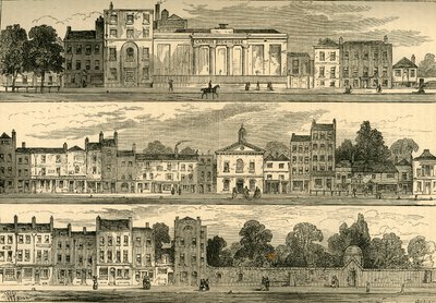 O lado norte de Knightsbridge em 1820, da Cannon Brewery ao Hyde Park Corner, c1876. de Unbekannt