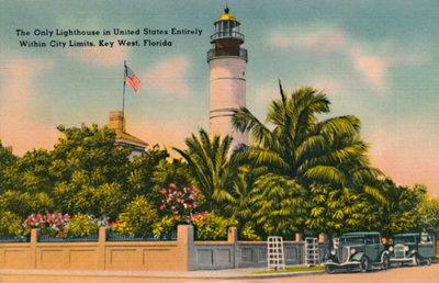 O único farol nos Estados Unidos inteiramente dentro dos limites da cidade, Key West, Flórida, c1940s de Unbekannt