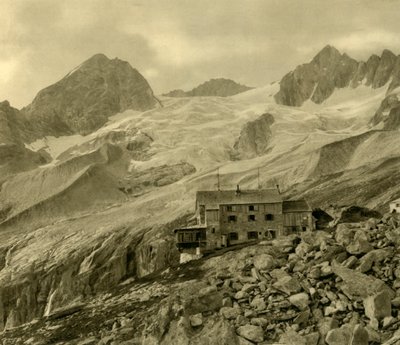 A cabana e geleira Plauener, Zillergrund, Tirol, Áustria, c1935. de Unbekannt