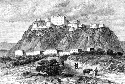 O palácio de Potala em Lhasa, Tibete, no século XVII, c1890 de Unbekannt