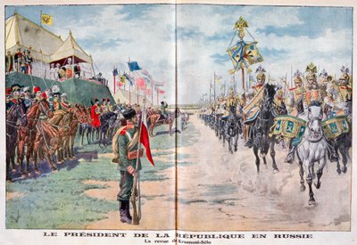 O Presidente da República revendo as tropas russas, Krasnoye Selo, Rússia, 1914 de Unbekannt