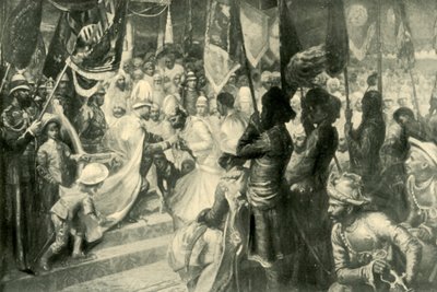 O príncipe de Gales conferindo a ordem da estrela da Índia em Calcutá, 1901. de Unbekannt