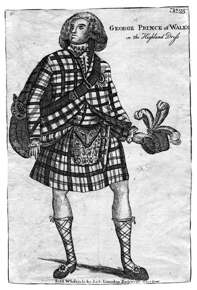 O príncipe de Gales, o futuro rei George IV 1762-1830, no vestido das montanhas de Unbekannt