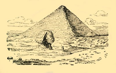 O túmulo da pirâmide do rei Khufu e a grande esfinge de Gizeh, Egito, c1930. de Unbekannt