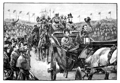 A chegada do Queens ao Peel Park, perto de Manchester, 1851, 1888 de Unbekannt