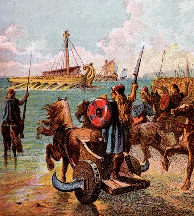 Os romanos conquistam a Grã-Bretanha, c1850 de Unbekannt