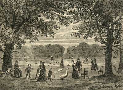 A lagoa redonda, jardins de Kensington, c1876. de Unbekannt