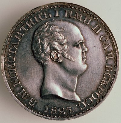 O Rubel de Constantino, Avesso: Retrato de Constantino, 1825 de Unbekannt
