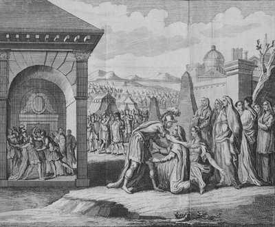 A cena da tragédia de Coriolanus, 1749. de Unbekannt