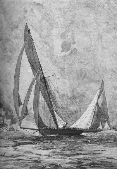 O Shamrock e a Columbia disputando a Copa das Américas, 1899 1906 de Unbekannt