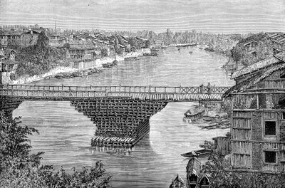 A ponte Srinagar sobre o rio Jhelum, Paquistão, 1895 de Unbekannt