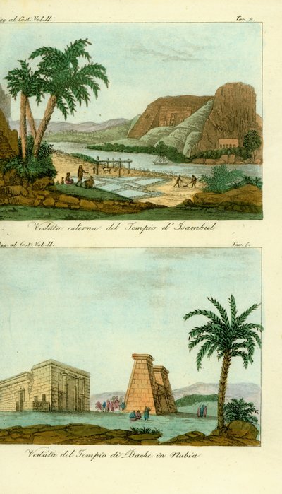 O Templo de Ramsés II em Abu Simbel (Isambul), Núbia, e Templo de Thoth em Dakka, Núbia de Unbekannt