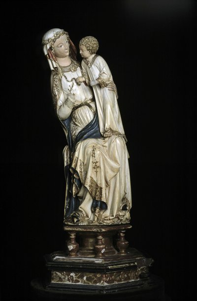A Virgem e o Menino Jesus. Estátua em mármore por volta de 1350-1375. 45 cm Collegiale Notre Dame. Villeneuve les Aviignons (Jardim). de Unbekannt