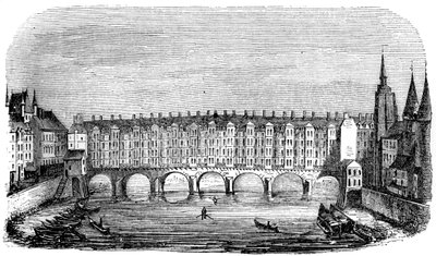 A antiga ponte de Changers, Paris, França, século c16th 1849 de Unbekannt