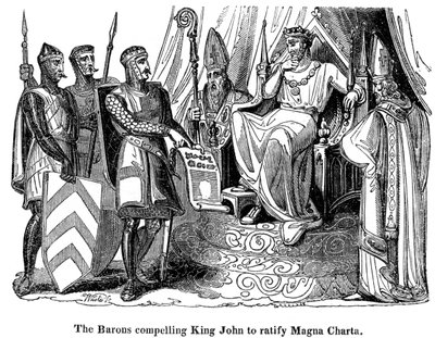 Os barões que obrigaram o rei João 1167-1216 a ratificar a Magna Carta, 1215 de Unbekannt