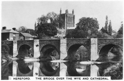 A ponte sobre o Wye e a catedral, Hereford, 1936 de Unbekannt